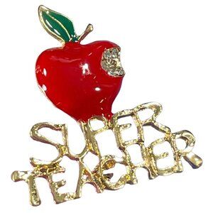 Apple Super Teacher Lapel Pin Brooch Enamel Jewelry Badge Pin Accessories Gift